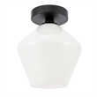 Living District Gene 1-Light Metal & Glass Flush Mount in Black/Frosted White