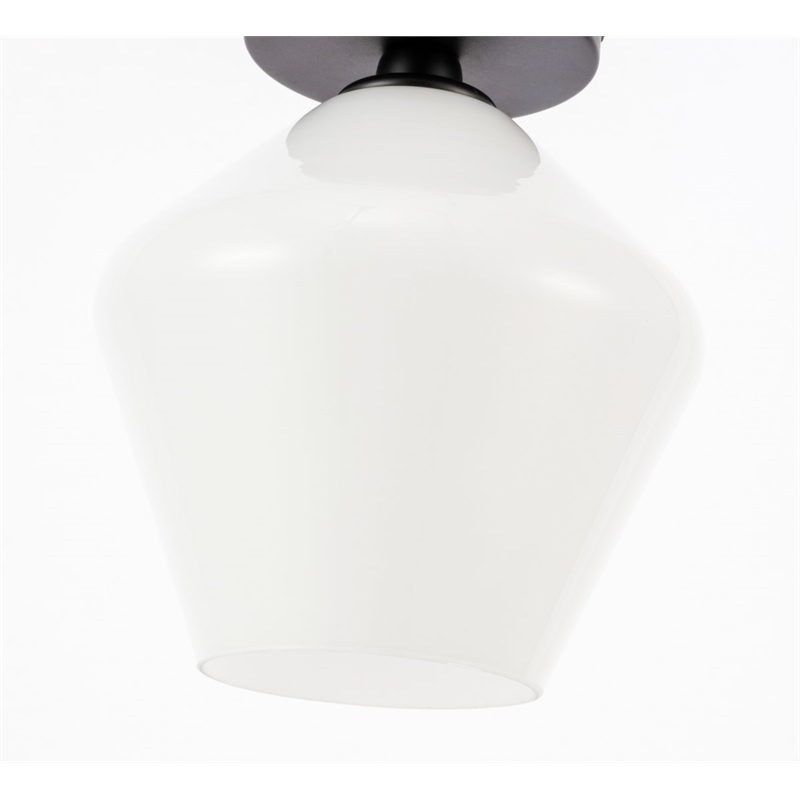Living District Gene 1-Light Metal & Glass Flush Mount in Black/Frosted White