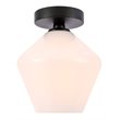 Living District Gene 1-Light Metal & Glass Flush Mount in Black/Frosted White
