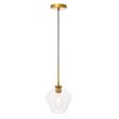 Living District Gene 1-Light Mid-Century Metal Pendant in Brass and Clear