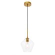 Living District Gene 1-Light Mid-Century Metal Pendant in Brass and Clear