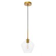 Living District Gene 1-Light Mid-Century Metal Pendant in Brass and Clear
