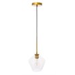 Living District Gene 1-Light Mid-Century Metal Pendant in Brass and Clear