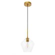 Living District Gene 1-Light Mid-Century Metal Pendant in Brass and Clear