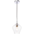 Living District Gene 1-Light Metal Pendant in Chrome and Clear Glass