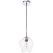 Living District Gene 1-Light Metal Pendant in Chrome and Clear Glass