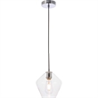 Living District Gene 1-Light Metal Pendant in Chrome and Clear Glass