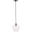 Living District Gene 1-Light Metal Pendant in Chrome and Clear Glass
