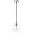 Living District Gene 1-Light Metal Pendant in Chrome and Clear Glass