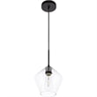 Living District Gene 1-Light Mid-Century Metal Pendant in Black and Clear Glass