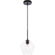 Living District Gene 1-Light Mid-Century Metal Pendant in Black and Clear Glass