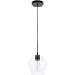 Living District Gene 1-Light Mid-Century Metal Pendant in Black and Clear Glass