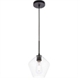 Living District Gene 1-Light Mid-Century Metal Pendant in Black and Clear Glass