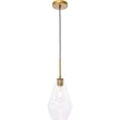 Living District Gene 1-Light Metal Pendant in Brass and Clear Glass