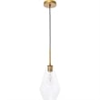 Living District Gene 1-Light Metal Pendant in Brass and Clear Glass