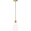 Living District Gene 1-Light Metal Pendant in Brass and Clear Glass