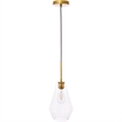 Living District Gene 1-Light Metal Pendant in Brass and Clear Glass