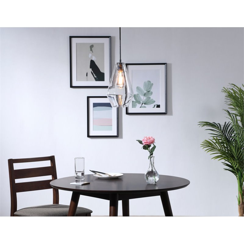 Living District Gene 1-Light Mid-Century Metal Pendant in Chrome and Clear