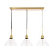 Living District Clive 3-Light Metal Pendant in Brass and Clear Seeded Glass