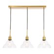 Living District Clive 3-Light Metal Pendant in Brass and Clear Seeded Glass