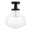 Living District Lyle Metal & Glass Flush Mount in Black/Clear Seeded