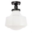 Living District Lyle 1-Light Glass & Metal Flush Mount in Black/Frosted White