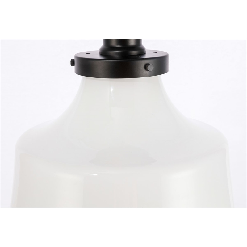 Living District Lyle 1-Light Glass & Metal Flush Mount in Black/Frosted White