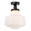 Living District Lyle 1-Light Glass & Metal Flush Mount in Black/Frosted White