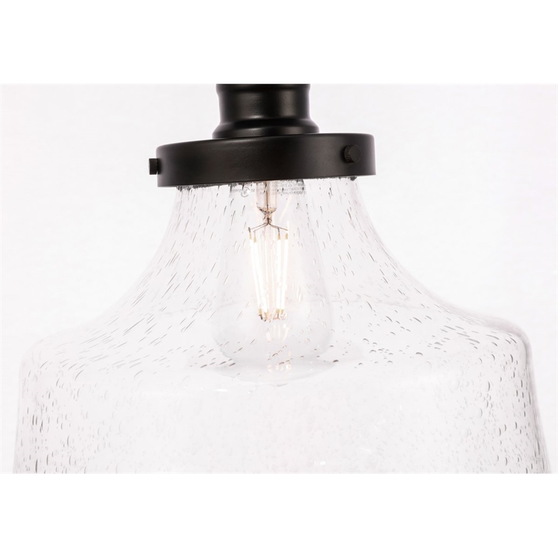 Living District Lyle 1-Light Metal & Glass Flush Mount in Black/Clear
