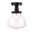 Living District Lyle 1-Light Metal & Glass Flush Mount in Black/Clear