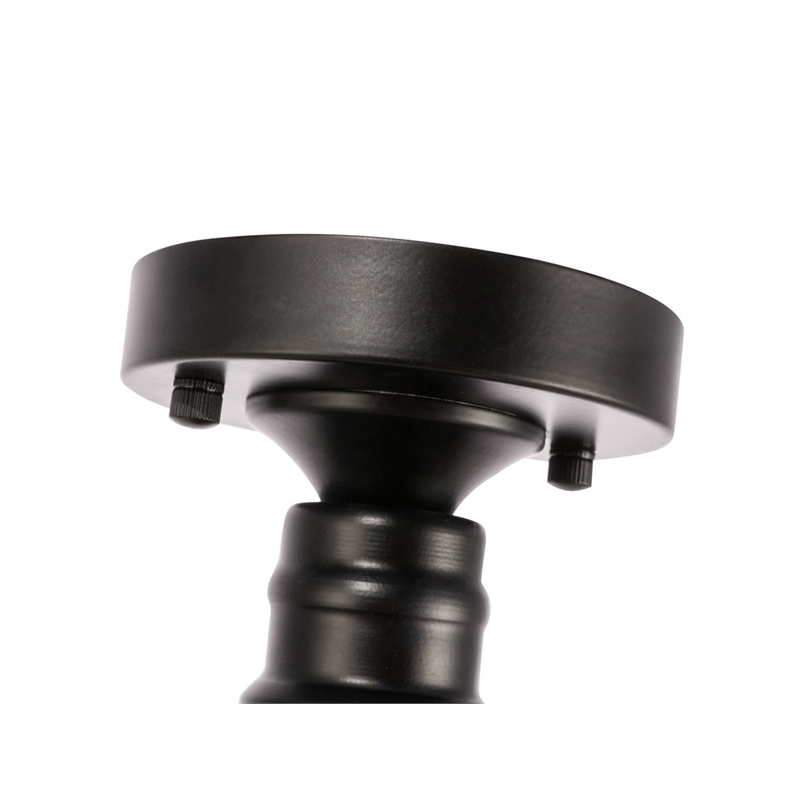 Living District Lyle 1-Light Metal & Glass Flush Mount in Black/Frosted White