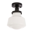 Living District Lyle 1-Light Metal & Glass Flush Mount in Black/Frosted White