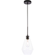 Living District Gene 1-Light Metal Pendant in Black and Clear Glass