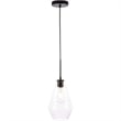 Living District Gene 1-Light Metal Pendant in Black and Clear Glass