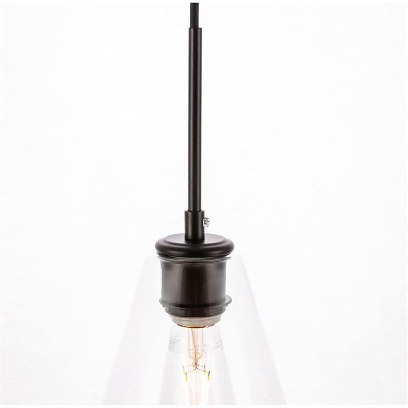 Living District Gene 1-Light Metal Pendant in Black and Clear Glass
