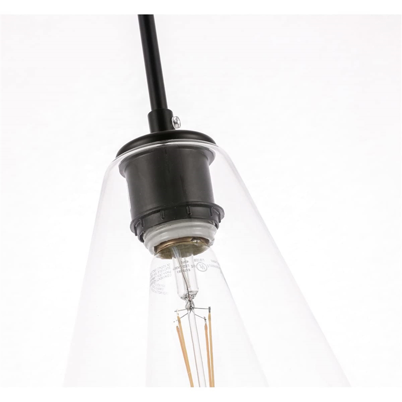 Living District Gene 1-Light Metal Pendant in Black and Clear Glass