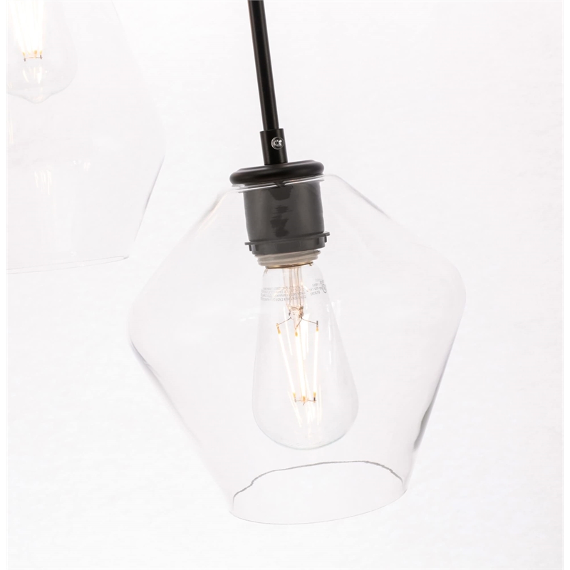 Living District Gene 3-Light Metal Pendant in Brass and Clear Glass