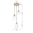 Living District Gene 3-Light Metal Pendant in Brass and Clear Glass
