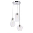 Living District Gene 3-Light Mid-Century Metal Pendant in Chrome and Clear