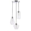 Living District Gene 3-Light Mid-Century Metal Pendant in Chrome and Clear