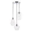 Living District Gene 3-Light Mid-Century Metal Pendant in Chrome and Clear