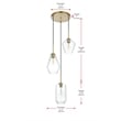 Living District Gene 3-Light Metal Pendant in Black and Clear Glass