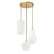 Living District Gene 3-Light Mid-Century Metal Pendant in Brass and White