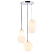 Living District Gene 3-Light Metal Pendant in Chrome and Frosted White Glass