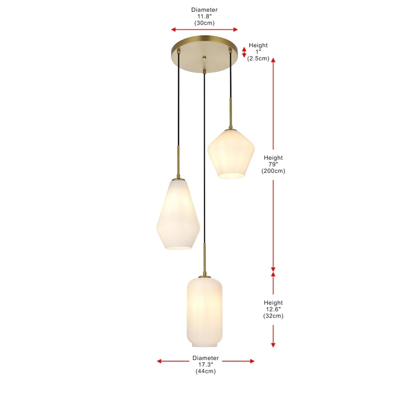 Living District Gene 3-Light Metal Pendant in Chrome and Frosted White Glass