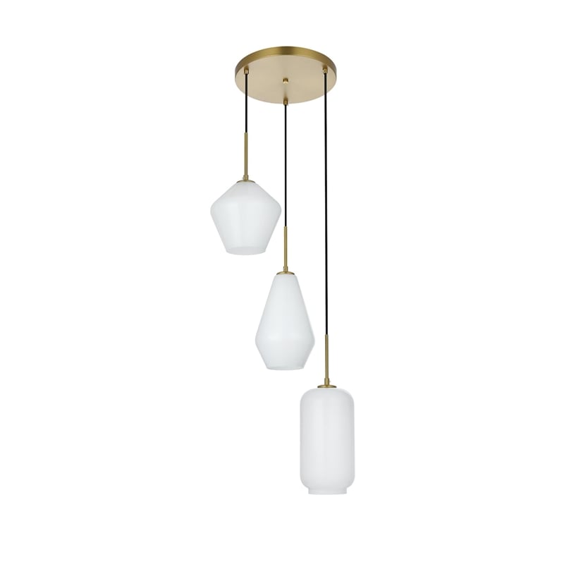 Living District Gene 3-Light Metal Pendant in Chrome and Frosted White Glass