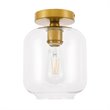 Living District Collier 1-Light Metal & Glass Flush Mount in Brass/Clear