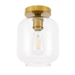 Living District Collier 1-Light Metal & Glass Flush Mount in Brass/Clear