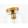 Living District Collier 1-Light Metal & Glass Flush Mount in Brass/Clear