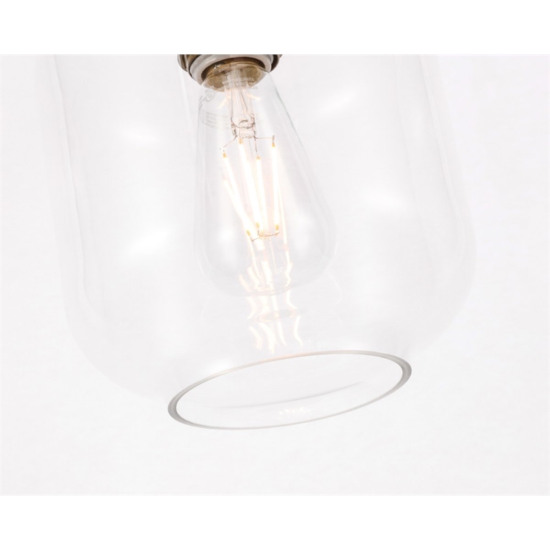 Living District Collier 1-Light Metal & Glass Flush Mount in Brass/Clear
